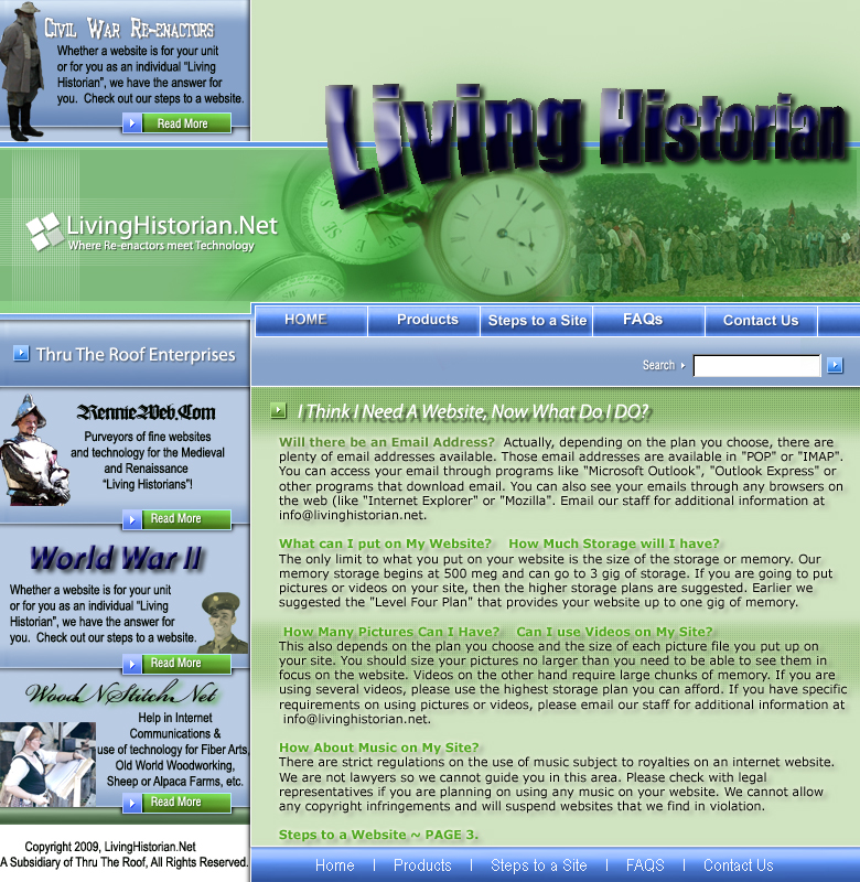 Living Historian Steps to a Website