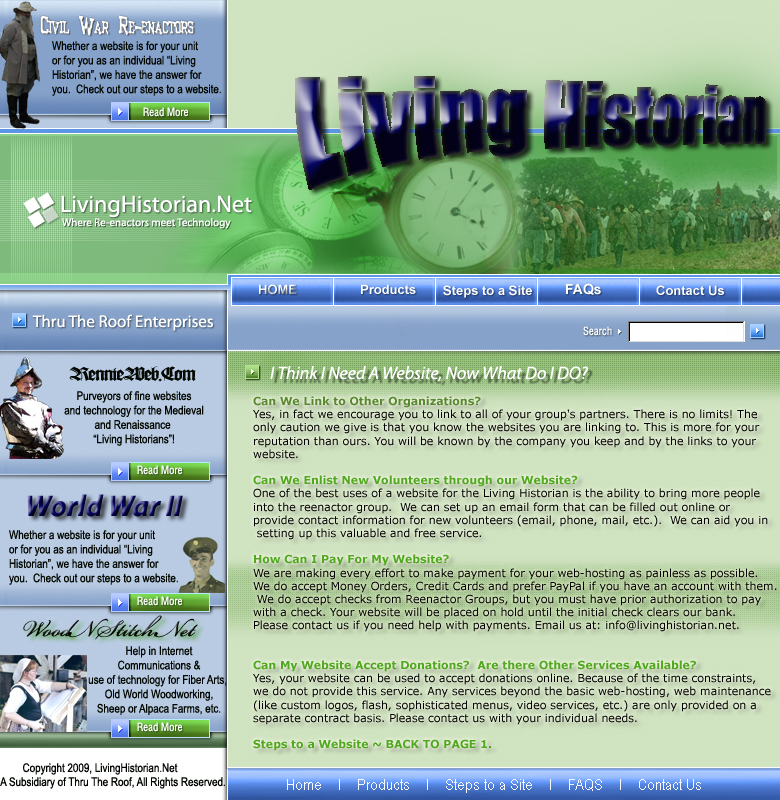 Living Historian Steps to a Website